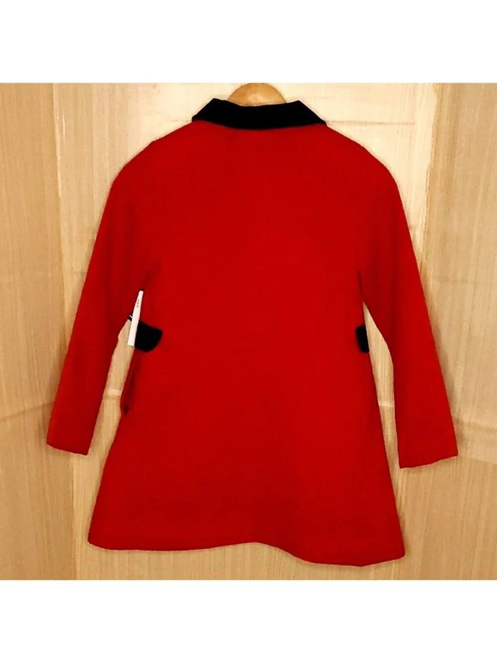 Rothschild Girls New Red Peacoat With Black Velvet Collar 7-8